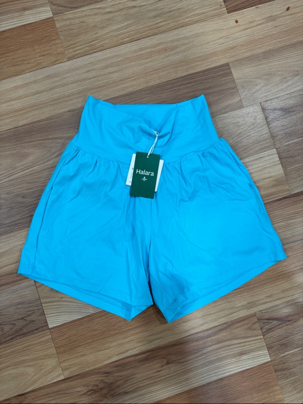 HALARA High-Waist Athletic Shorts in Bright Turquoise XSM-Long